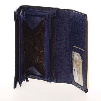 Štýlová kožená lakovaná dámska peňaženka tmavomodrá - PARIS 74110DSHK