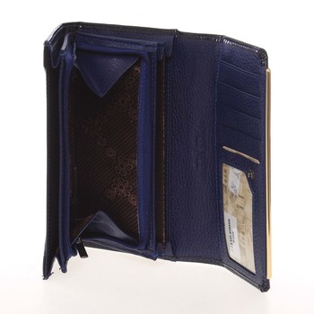 Štýlová kožená lakovaná dámska peňaženka tmavomodrá - PARIS 74110DSHK