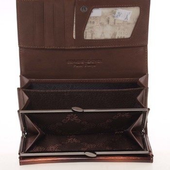 Jedinečná kožená lakovaná dámska peňaženka hnedá - PARIS 64003DSHK