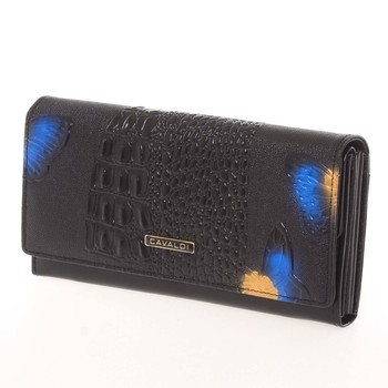 Dámska polokožená modrá peňaženka so vzorom - Cavaldi PN22BFC