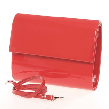Stredná dámska elegantná listová kabelka červená lesklá - Delami Sandiego