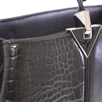 Unikátna čierna pololakovaná dámska kabelka cez rameno - Silvia Rosa Jeinafis
