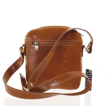 Kvalitné svetlo hnedá kožená pánska taška cez rameno - ItalY Sollis