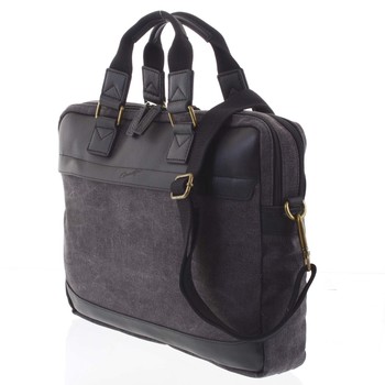 Luxusná stredná pánska taška s koženými detailmi čierna - Gerard Henon Baron