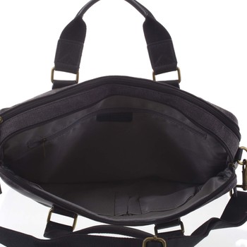 Luxusná stredná pánska taška s koženými detailmi čierna - Gerard Henon Baron