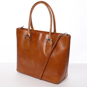 Moderná a elegantná dámska kožená kabelka koňaková - ItalY Achilla