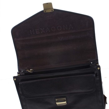 Luxusná pánska kožená aktovka čierna - Hexagona 111006