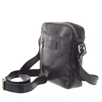 Kvalitná čierna kožená pánska taška cez plece - ItalY Sollis