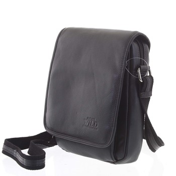 Čierna elegantná pánska kožená taška - WILD Telford
