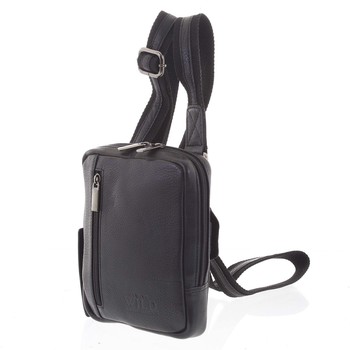 Praktická kožená kabelka čierna - WILD Aron