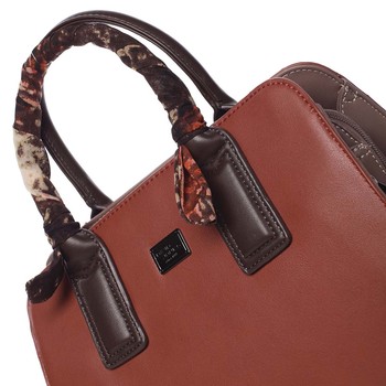 Štýlová trendy dámska kabelka do ruky karamelovo červená - David Jones Crescent