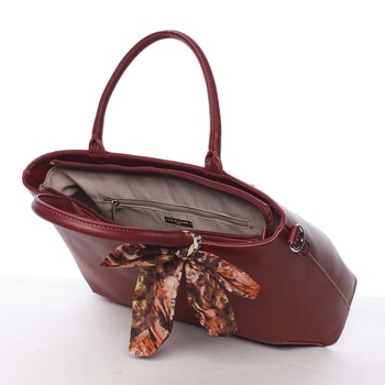 Módna dámska tmavočervená kabelka s mašľou - David Jones Harriet