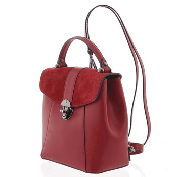 Dámsky originálny kožený tmavočervený batôžtek/kabelka - ItalY Acnes