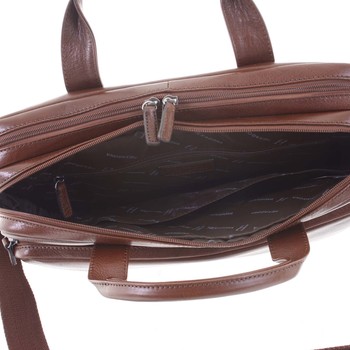 Luxusná hnedá prešívaná kožená taška - Hexagona Adonis
