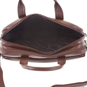 Luxusná hnedá prešívaná kožená taška - Hexagona Adonis