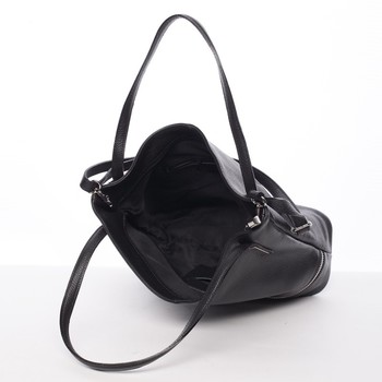 Dámska štýlová kožená kabelka cez rameno čierna - ItalY Acness