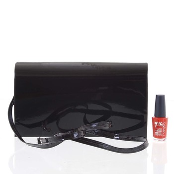 Dámska čierna elegantná lesklá listová kabelka - Delami Wave