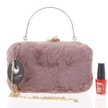 Originálna dámska plyšová listová kabelka v staroružovej farbe - Delami
