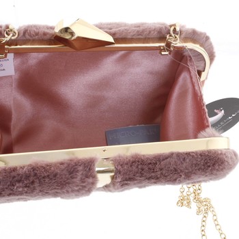 Originálna dámska plyšová listová kabelka v staroružovej farbe - Delami