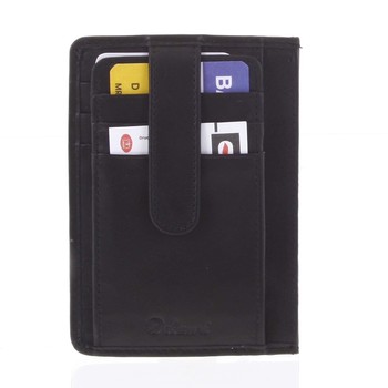 Jednoduchá čierna kožená peňaženka do vrecka - Delami 9393