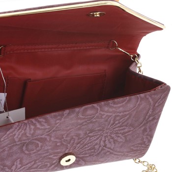 Originálna dámska vzorovaná listová kabelka tmavočervená - Delami D726
