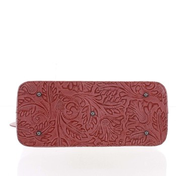 Veľká dámska kožená kabelka červená so vzorom - ItalY Afrodite