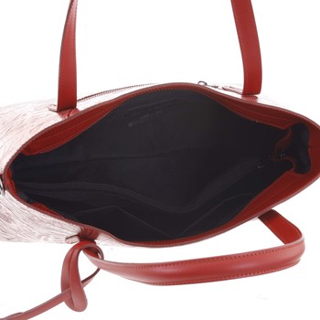 Veľká dámska kožená kabelka červená so vzorom - ItalY Afrodite