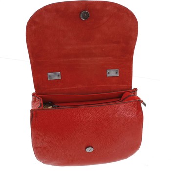 Originálna zaguľatená červená kabelka do ruky semiš - ItalY Aethra
