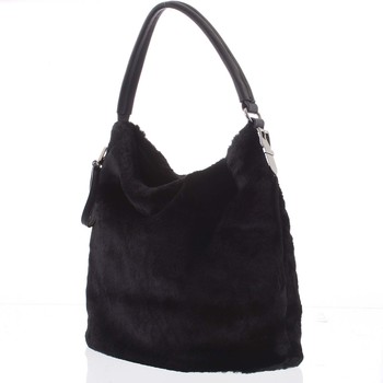 Elegantná dámska kožušinová kabelka čierna - MARIA C Janiyah