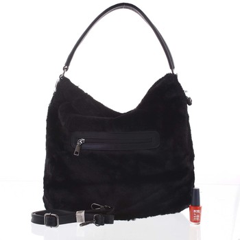 Elegantná dámska kožušinová kabelka čierna - MARIA C Janiyah