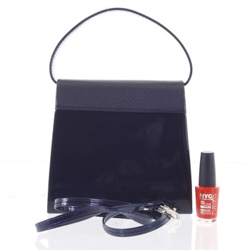 Luxusná dámska listová kabelka/kabelka tmavomodrá so vzorovanou klopou - Delami DM103