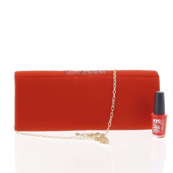Noblesná dámska saténová listová kabelka červená - Delami JY7073