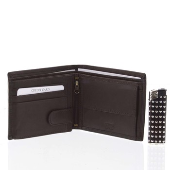 Praktická pánska voľná hnedá peňaženka - Diviley Unibertsoa