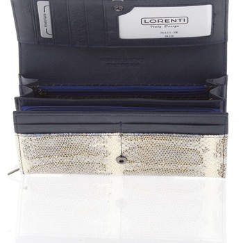 Veľká kožená modrá peňaženka so zlatým odleskom - Lorenti 111SK