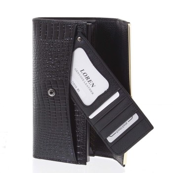 Dámska kožená lakovaná peňaženka čierna - Loren Aubrey