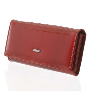 Elegantná lakovaná kožená červená peňaženka - Loren 037RS