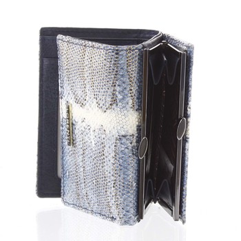 Elegantná kožená modrá peňaženka so zlatým hadím vzorom - Lorenti 117SK