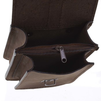 Pánska tmavohnedá kožená taška na opasok - Greis Gali