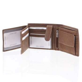 Priestorná pánska kožená hnedá peňaženka - Tomas Vilaj