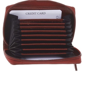Perforované kožené púzdro na kreditné karty červené - Tomas Veeze