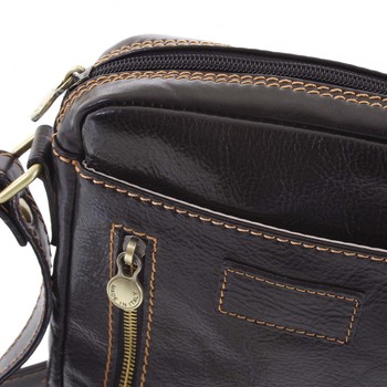 Kvalitná tmavohnedá kožená pánska taška cez plece - ItalY Sollis