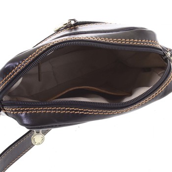 Kvalitná tmavohnedá kožená pánska taška cez plece - ItalY Sollis