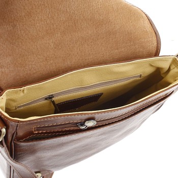 Pánska luxusná kožená taška cez plece antukovohnedá - ItalY Jamar
