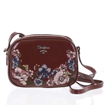 Originálna dámska lesklá crossbody kabelka tmavá vínová - David Jones Fayanna