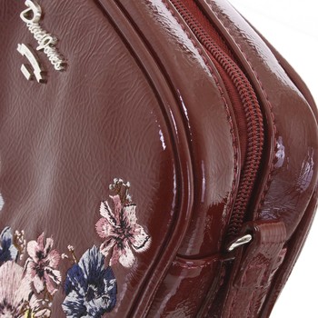 Originálna dámska lesklá crossbody kabelka tmavá vínová - David Jones Fayanna