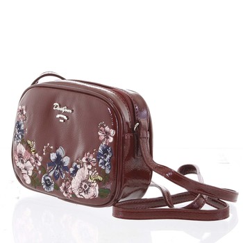 Originálna dámska lesklá crossbody kabelka tmavá vínová - David Jones Fayanna