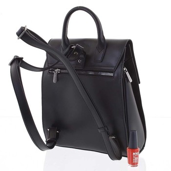 Dámsky pevný moderný kožený ruksak čierny - Hexagona Zoelane