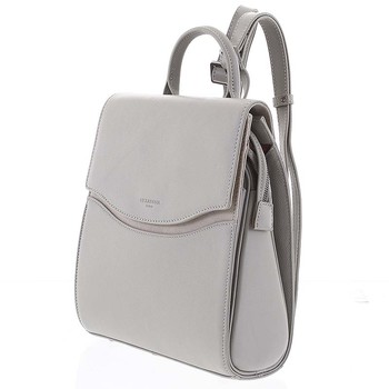 Dámsky pevný elegnatný kožený ruksak svetlosivý - Hexagona Zoel