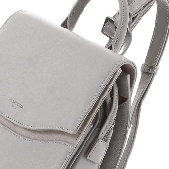 Dámsky pevný elegnatný kožený ruksak svetlosivý - Hexagona Zoel