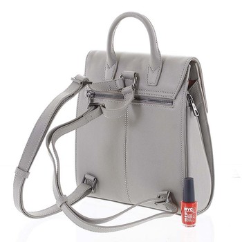 Dámsky pevný elegnatný kožený ruksak svetlosivý - Hexagona Zoel